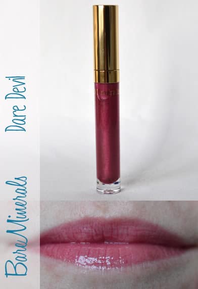 Bare Minerals, bareminerals, lip gloss, dare devil, swatch