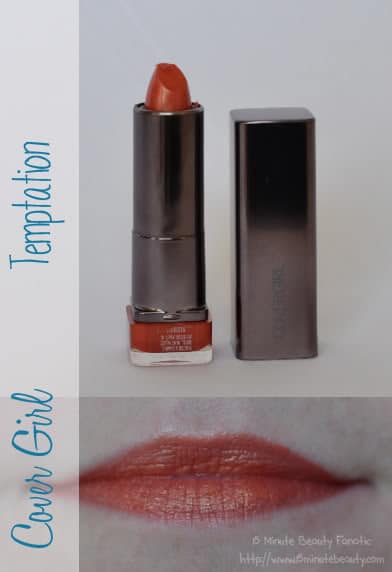 covergirl, cover girl, lip perfection, lipstick, orange, temptation, review, swatch