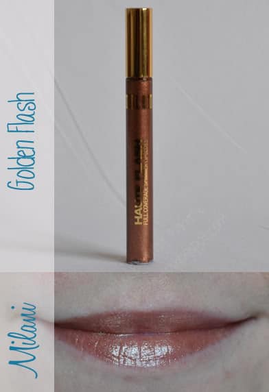 Lippie Love: Milani's Haute Flash Lip Gloss, Full Coverage with Shimmer, review, swatch, golden flash
