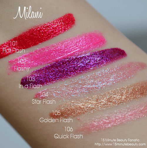 Lippie Love: Milani's Haute Flash Lip Gloss, Full Coverage with Shimmer, review, swatch