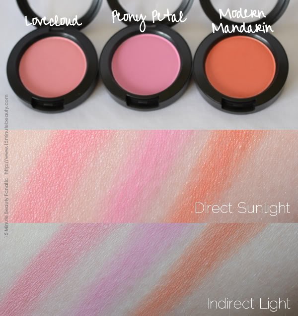Review and Swatches of 3 new MAC Tres Cheek Limited Edition Blushes: Lovecloud, Peony Petal and Modern Mandarin