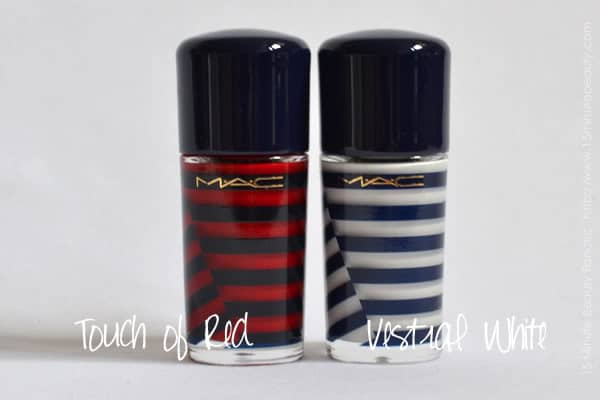 MAC, Hey Sailor nail polish swatches and review. Vestral White and Touch of Red MAC, Hey Sailor nail polish swatches and review. Vestral White and Touch of Red