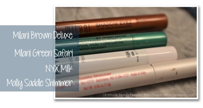 stick eye shadows from Milani, NYX and Mally