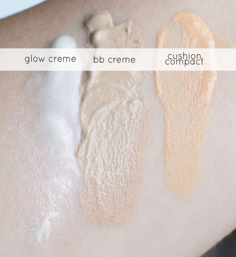 Erborian BB Cream and Glow Creme Swatch