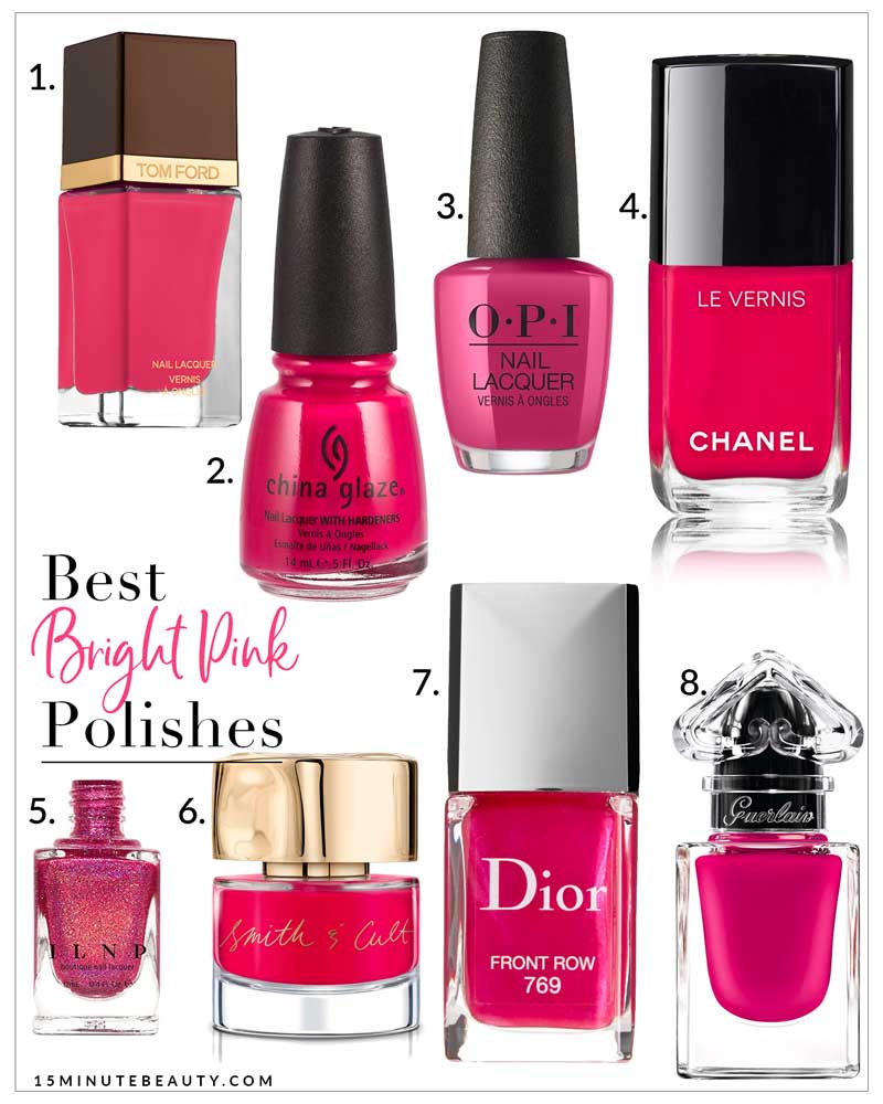 Great bright pink nail polishes to try!