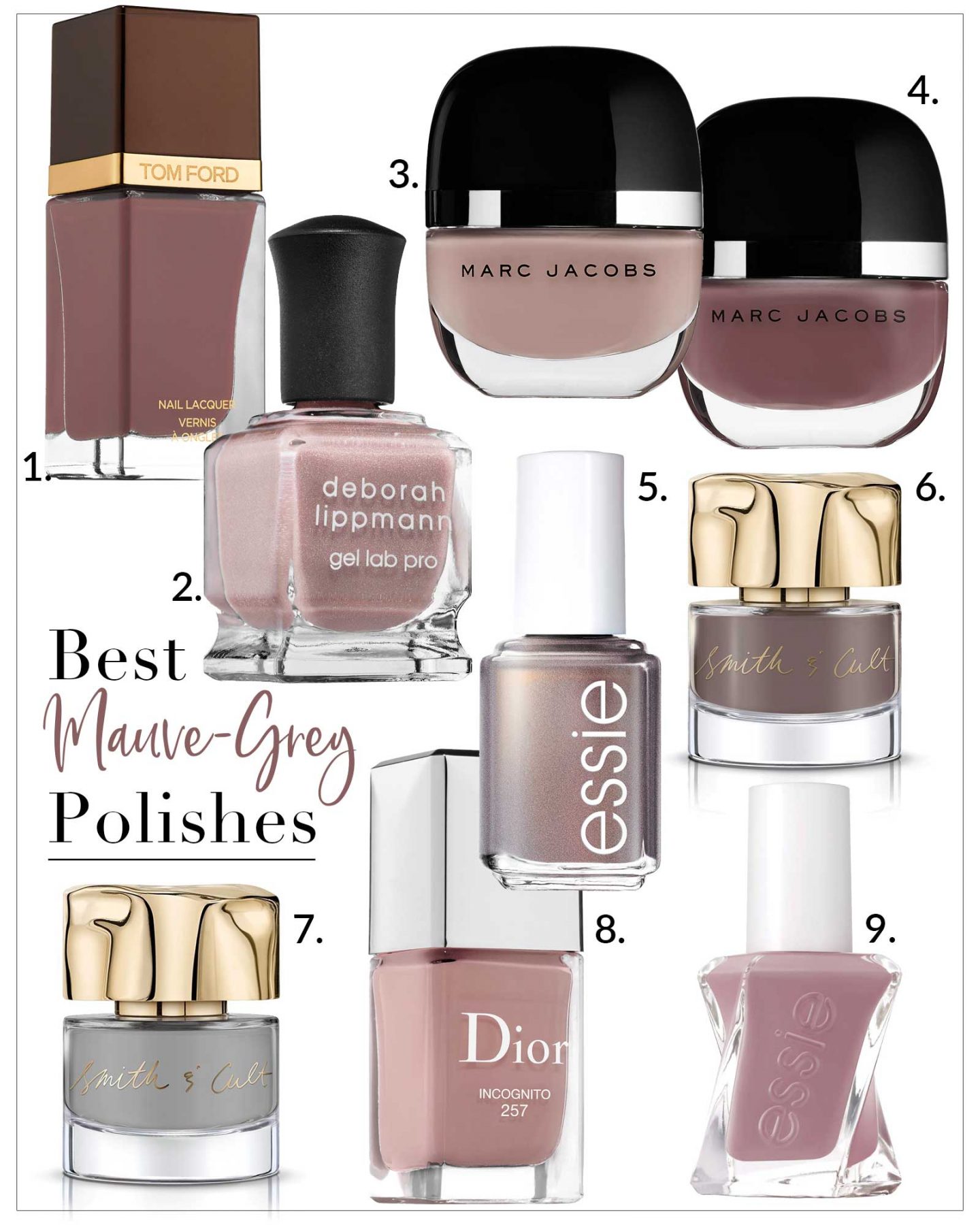 Mauve, Grey and Beige Nail Polish Colors