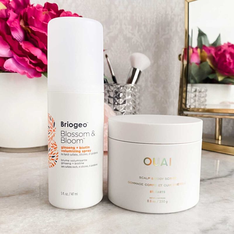 briogeo volumizing spray and ouai scrub